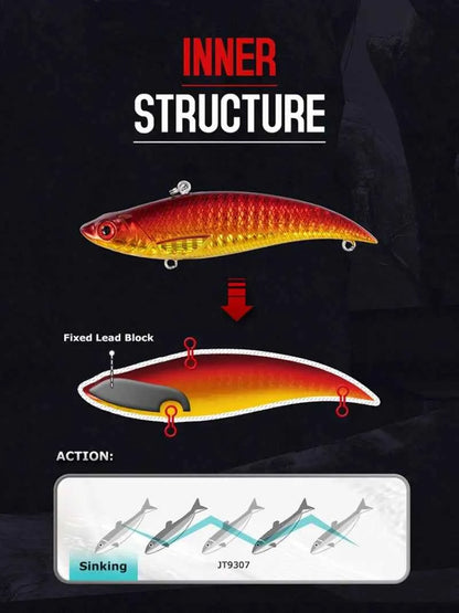 Tsuyoki Ice Fishing Lure 90mm 18g Sinking Vib Lures Wobblers Rattlin Vika 90S