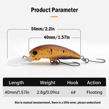 LeyDun Floating Minnow Lures 40mm 2.8g Shallow Diving Crankbait