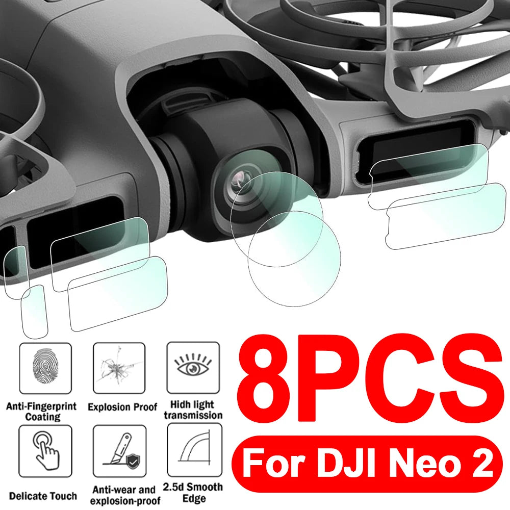For DJI Neo 2 Lens & Senso & Side Screens Protector 9H Tempered Glass High-definition Camera Films for DJI Neo 2 Hydrogel Film