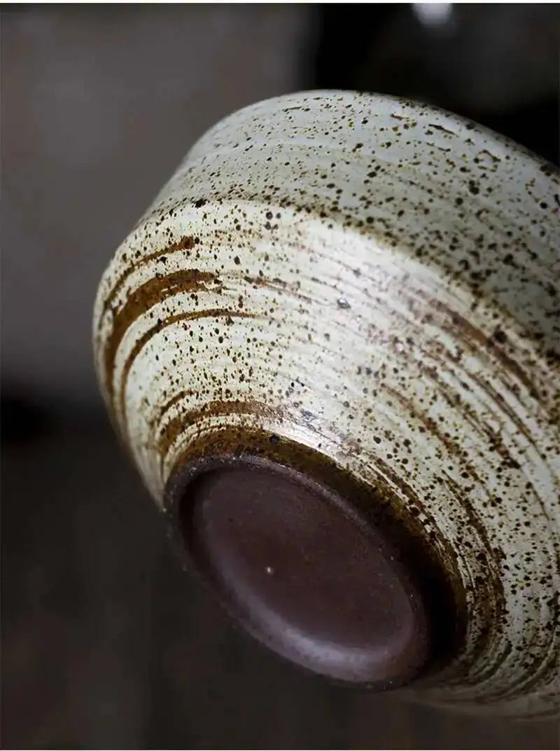 Retro Handmade Stoneware Rice Soup Bowl Tea Cup Round Steak Salad Dinner Plate Dishes Home Dining Dish Japanese Tableware Set
