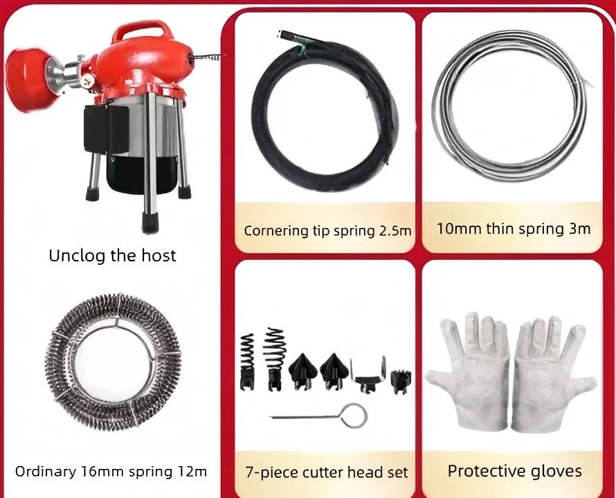 1200W 2200W Electric Drain Cleaner 16M - High Power Sewer Snake Auger Machine for Toilet Bathroom Pipe Dredging & Clog Removal