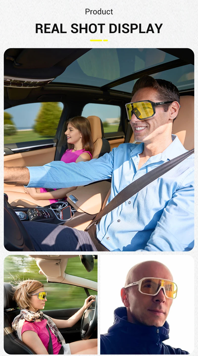SCVCN Night Vision Glasses Hiking Eyewear Cycling Glasses Driving Eyewear Fashion Polarized Sunglasses Y2K UV400 Mtb Goggles Man
