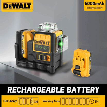 DEWALT DW089 12V Li-Ion Laser Level 12 Line 3×360°Vertical Horizontal Self Levelling Green Beam for Indoor Outdoor Building Work