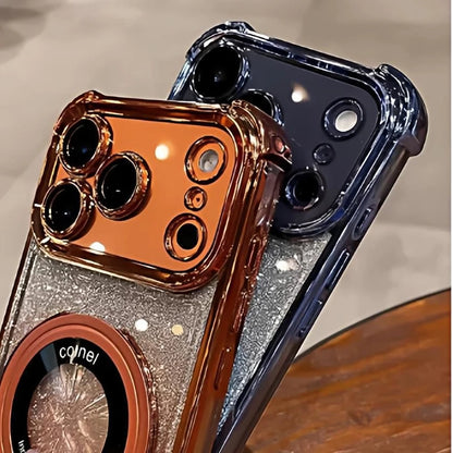 Glitter Ring Holder for Magsafe Case for iPhone 14 15 16 17 Pro Max Plus 13 12 11 Air Bracket Gradient Camera Film Bumper Cover