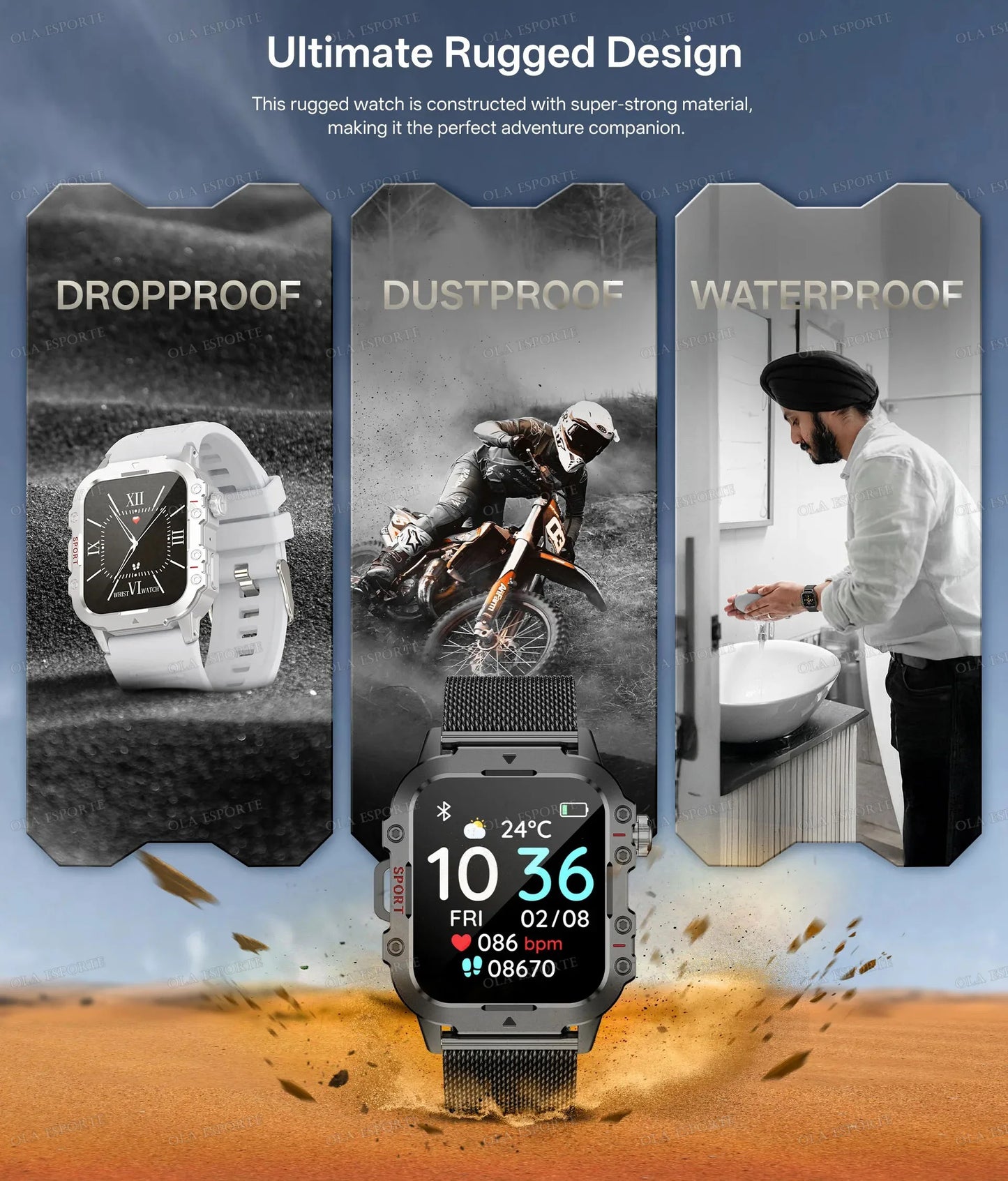 2025 New Military Smart Watch Men IP67 3ATM Outdoor Sports Fitness Tracker Health Monitoring 1.44 Inch Bluetooth Call Smartwatch