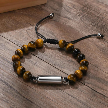 Mens Lava Stone Urn Bracelet for Ashes Cremation Keepsake Memorial Jewelry