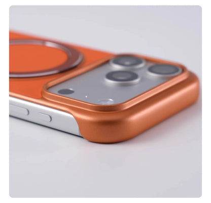 Borderless Leather Ring Holder Bracket Phone Case For iPhone 17 Air 16 15 14 13 12 11 Pro Max Plus Magnetic Magsafe Hard Cover