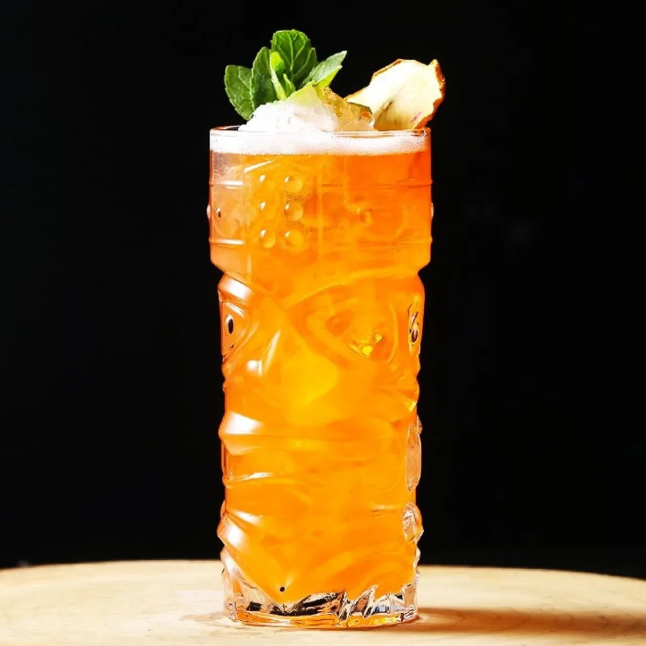 1PC Crystal Glass Large Bar Tiki Cup Tiki Cup Hawaii Cocktail Cup Ghost Face Cup High Beauty Creation Water Cup
