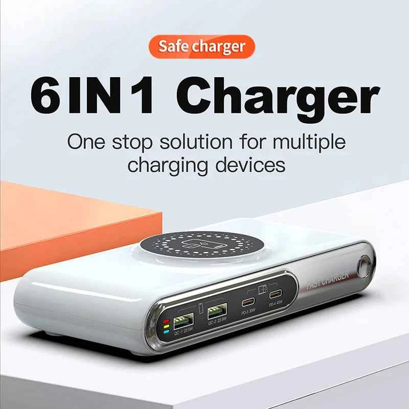 72W 4 Port USB C PD QC Fast Charger Wireless Charging For Phone