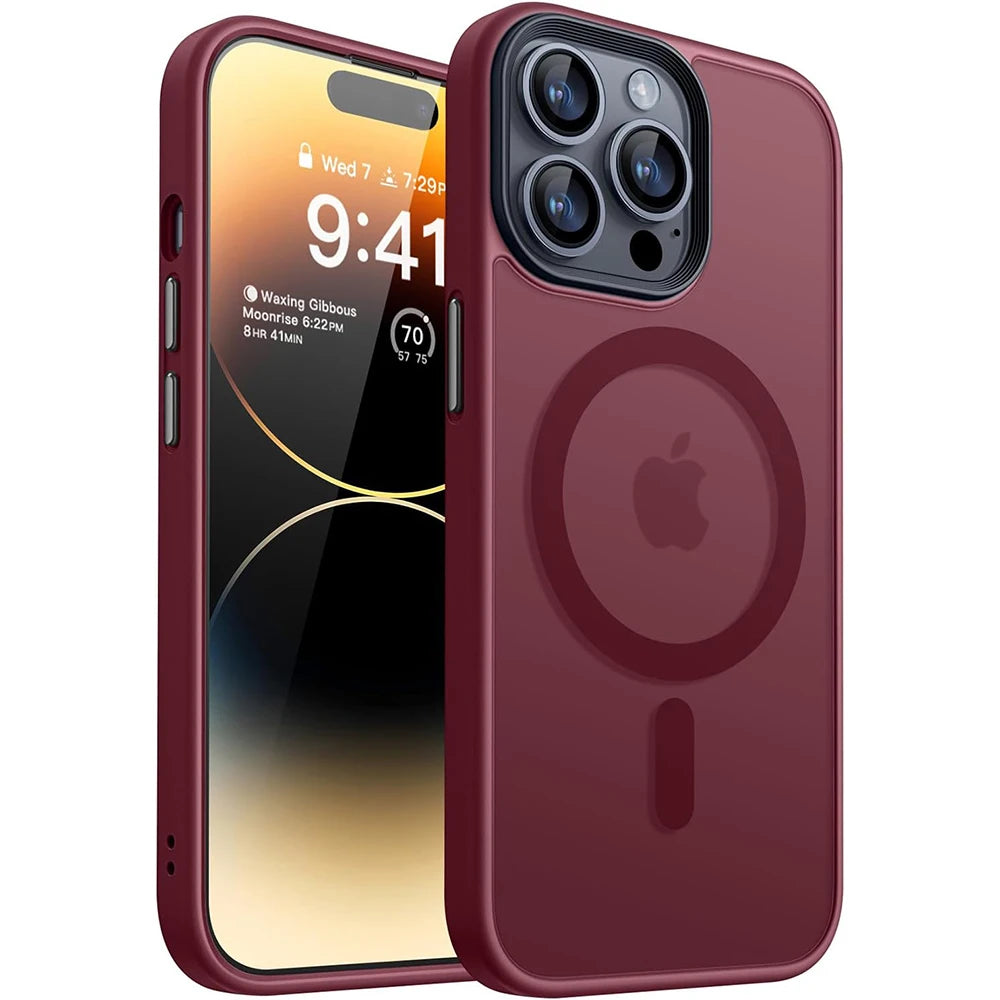 Magsafe Magnetic Luxury Armor Shockproof Case For iPhone 16 15 14 13 12 11 Pro Max Plus Wireless Charge Cover Matte Translucent