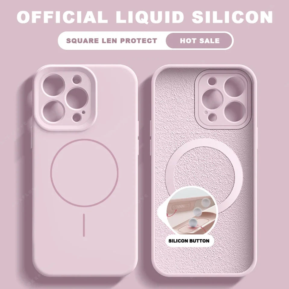 Luxury Liquid Silicone Magnetic Phone Case For iPhone 15 14 16 Plus 16E 11 12 13 16 Pro Max SE4 Magsafe Charge Protector Cover