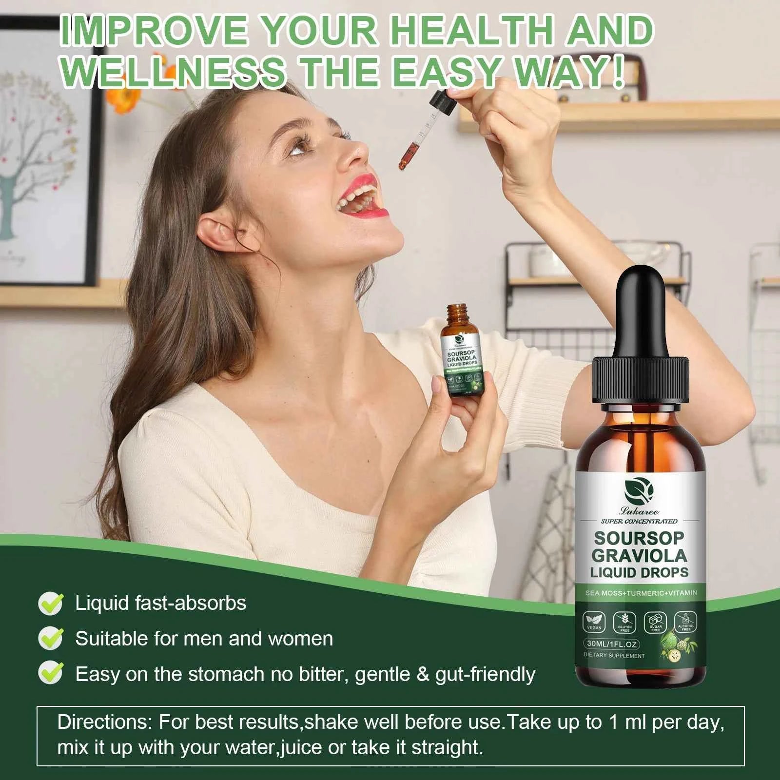 Graviola Soursop Extract Drops 30ml Immunity Digestion Metabolism Detox