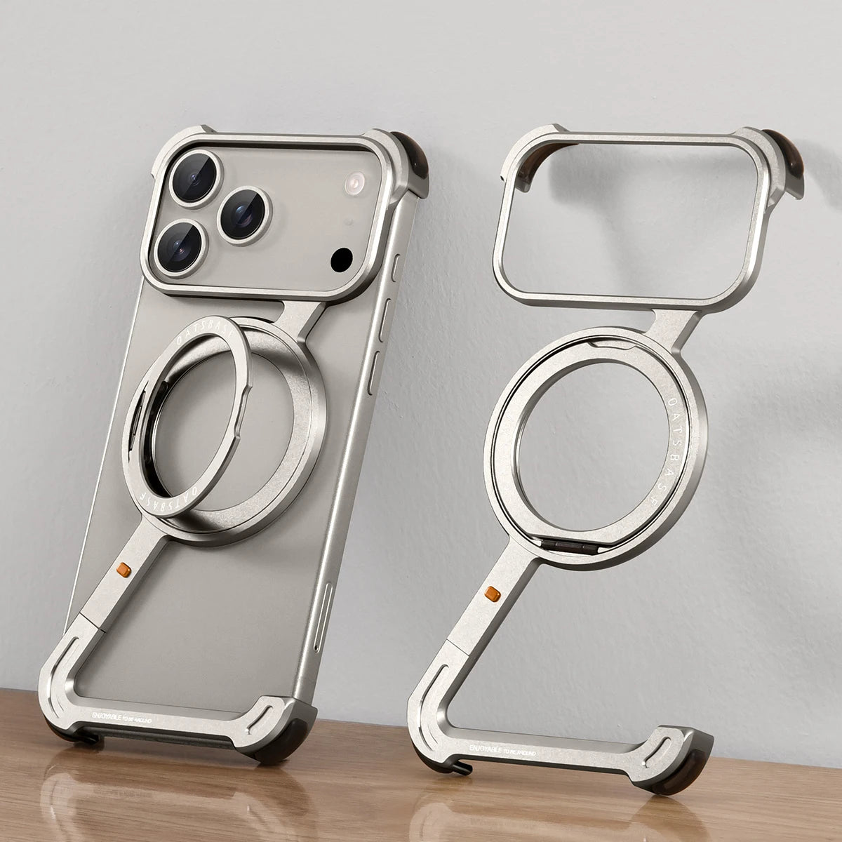 Eary Z Case for iPhone 17 Pro Max Air Phone Case Frameless with 360°Rotation Magnetic Stand Magsafe Shockproof Protective Cover
