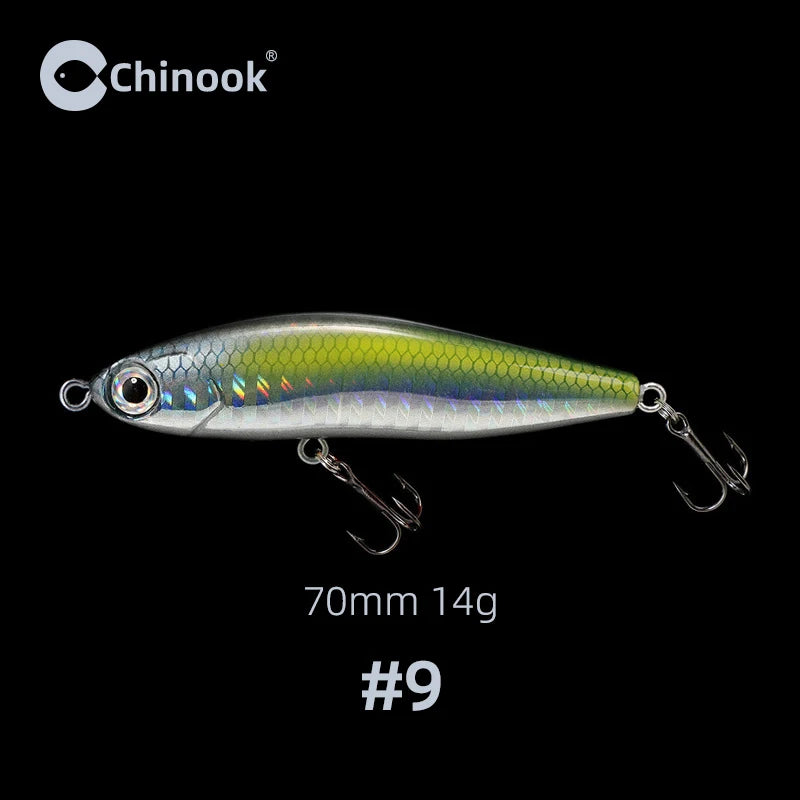 Chinook Sinking Pencil Bait Fishing Lure 70mm 14g For Pike Bass
