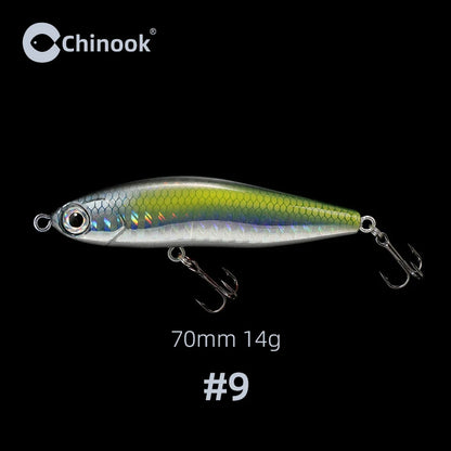 Chinook Sinking Pencil Bait Fishing Lure 70mm 14g For Pike Bass