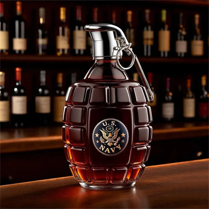 Military Hand Whiskey Bottle Grenade Engraved Liquor Bottle Sealed Whiskey Jar Storage Unique Gift For Men Bar Office Home