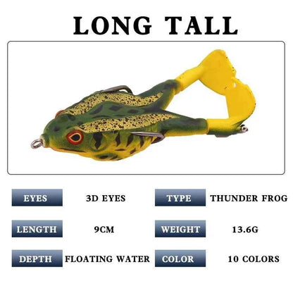 FLYSAND Frog Lure Soft Tube Bait With Hooks Topwater 3D Eyes Carp Fishing