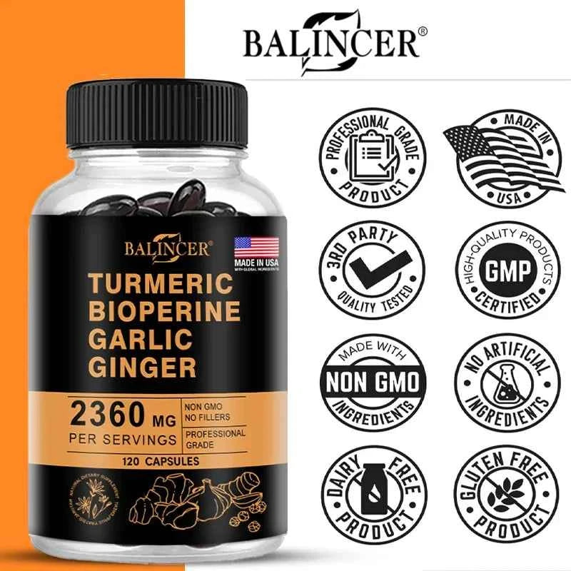 Turmeric Ginger Piperine 2360Mg Black Pepper Digestive Immune Support Supplement