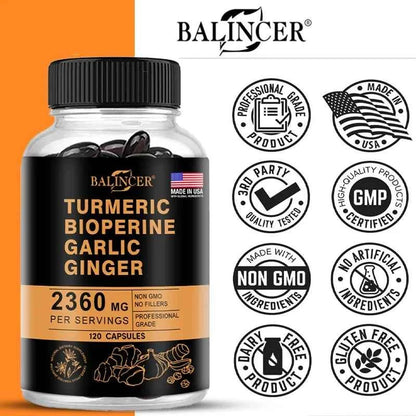 Turmeric Ginger Piperine 2360Mg Black Pepper Digestive Immune Support Supplement