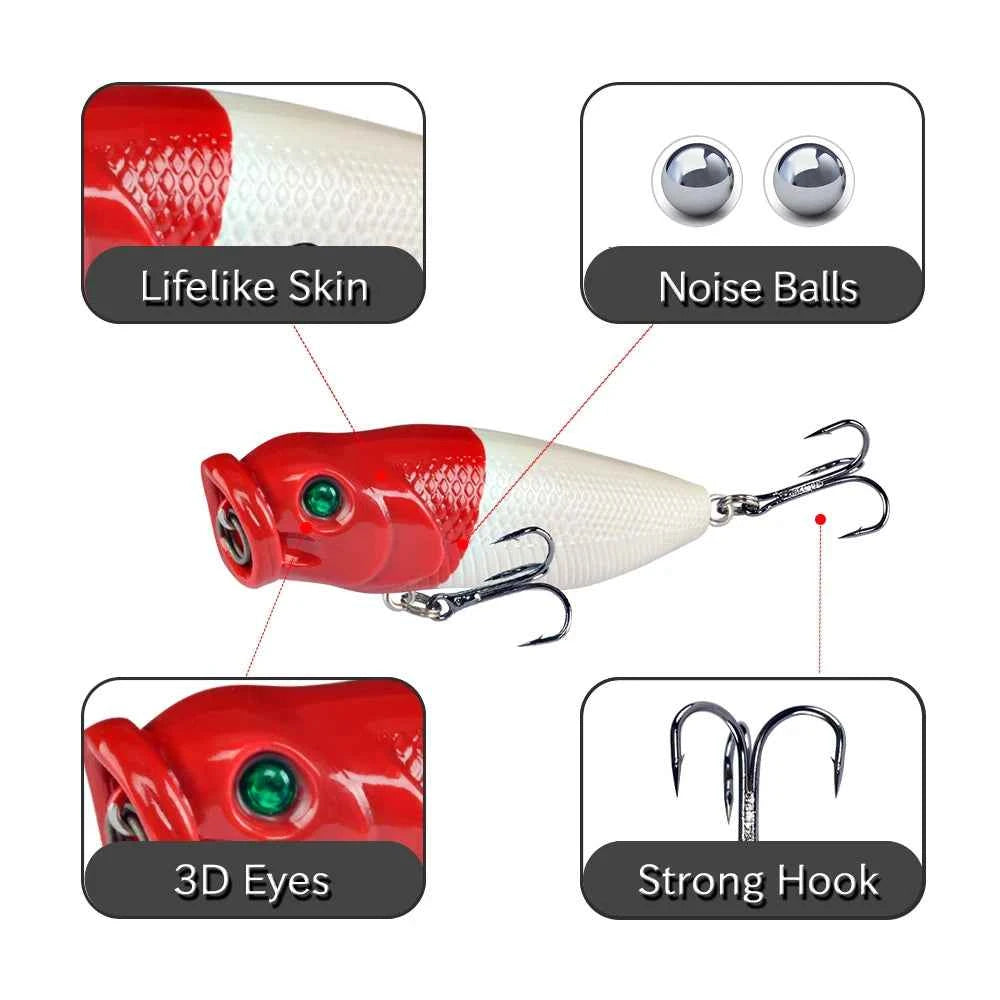 Lingyue 1pc Hard Topwater Popper Lure 7cm 8g Plastic Wobbler