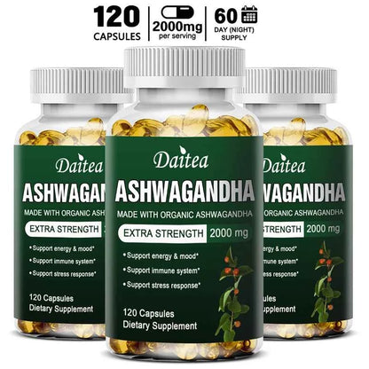Daitea Organic Ashwagandha Capsules 2000mg Mood Sleep Energy Support Antioxidant