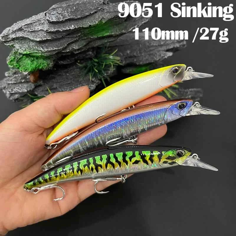 27g 110mm Sinking Minnow Fishing Lure Long Casting for Saltwater and Freshwater