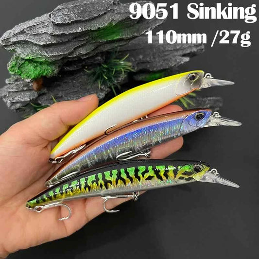 27g 110mm Sinking Minnow Fishing Lure Long Casting for Saltwater and Freshwater