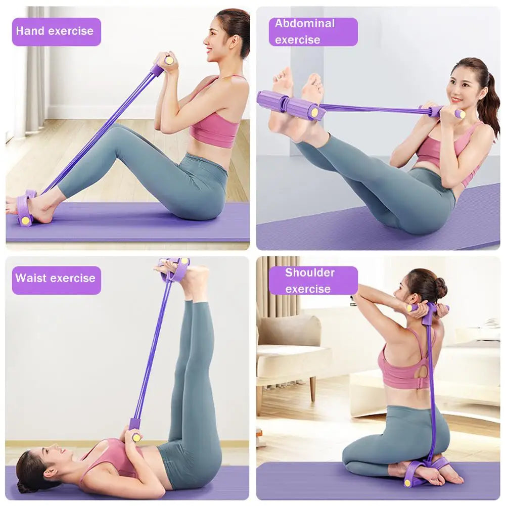 Multifunction Tension Rope, 6-Tube Elastic Yoga Pedal Puller Resistance Band, Natural Latex Tension Rope Fitness Equipment