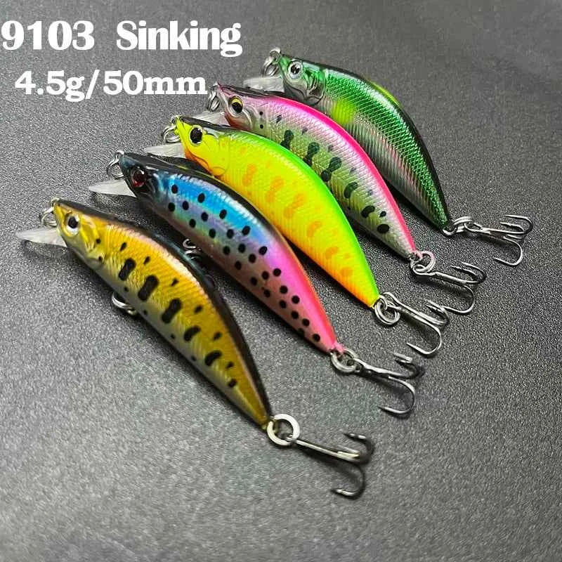 Trout Fishing Lures 50mm 4.5g Sinking Minnow Artificial Hard Bait