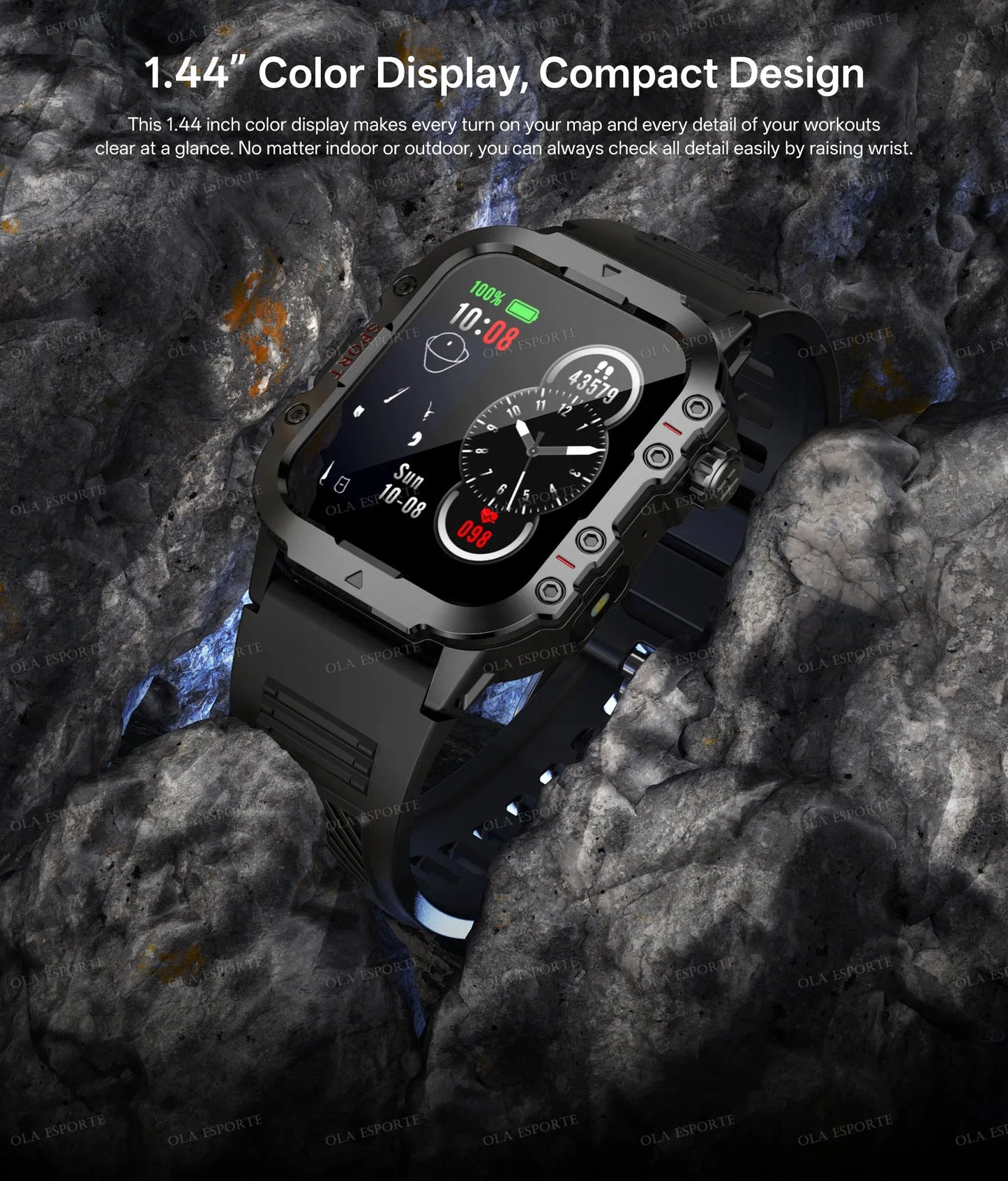 2025 New Military Smart Watch Men IP67 3ATM Outdoor Sports Fitness Tracker Health Monitoring 1.44 Inch Bluetooth Call Smartwatch