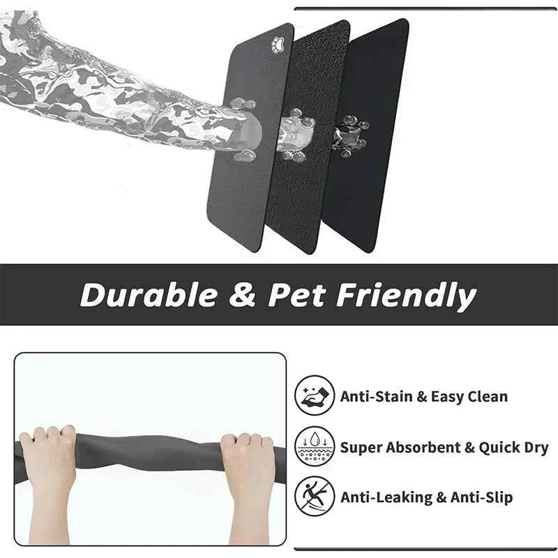 Pet Feeding Mat Absorbent Dog Cat Mat for Food and Water Easy to Clean Pet Placemats Quick Dry Dog Mat for Messy Drinkers