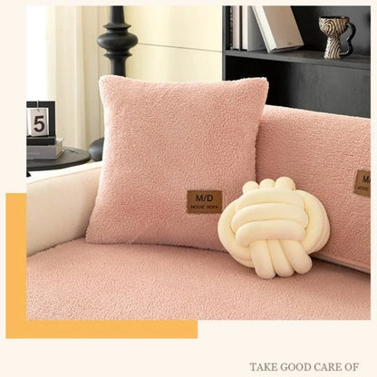 Lamb Plush Sofa Cushion in Autumn and Winter Thickened Warm Seat Cushion with High-end Sense and Anti-slip