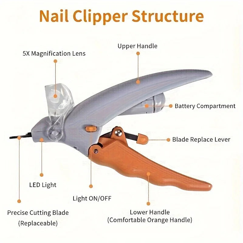 1PCS LED Pet Nail Clipper with Light, Cat and Dog Cleaning Scissors Provide Simple and Safe Beauty Care for Dogs and Cat Claws