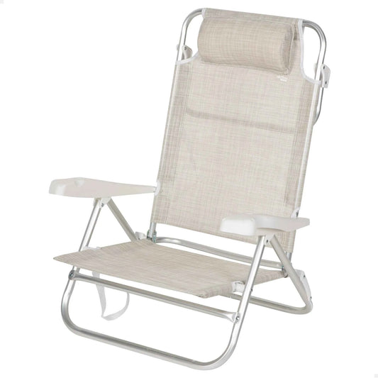 AKTIVE folding beach chair, 47x49x82 cm, 8 positions, padded cushion, carrying handles, with armrest, max weight 110 kg, beach chairs, low beach chairs, reclining beach chair, multi-position Chair