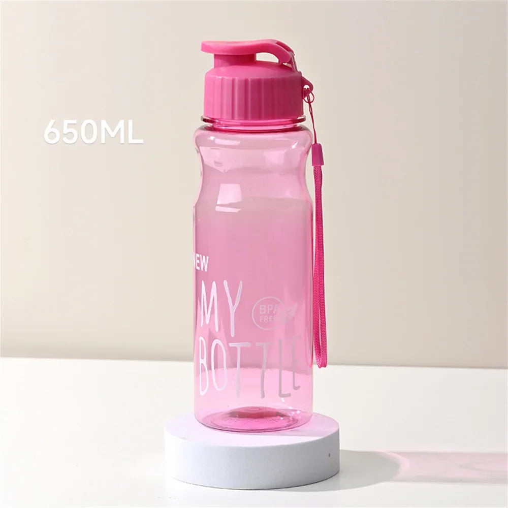 650ml Water Bottle Outdoor Color Transparent Cold Water Cup Large Capacity Gift Plastic Sports Kettle Portable And Compact