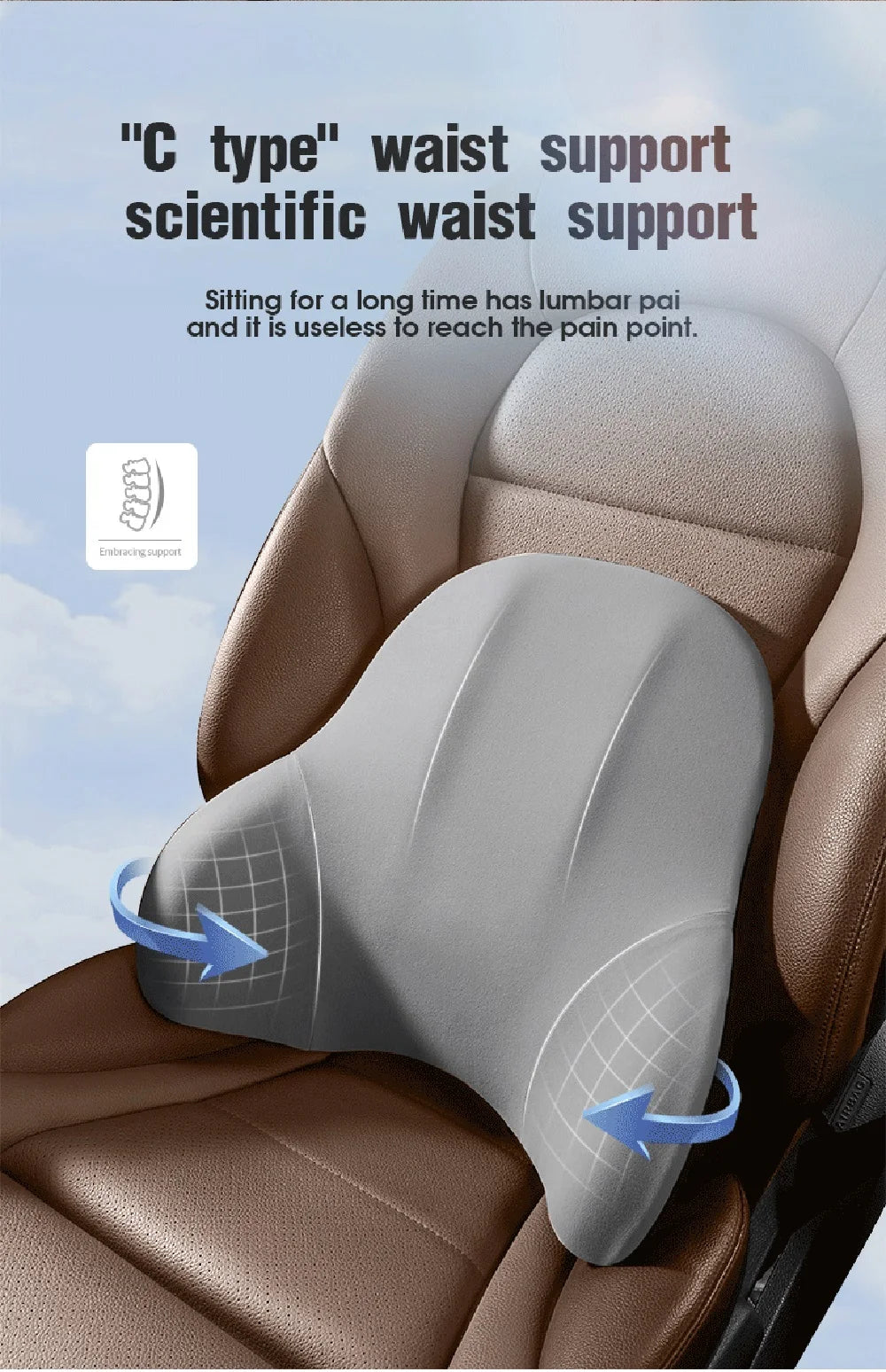 Car Neck Pillow Memory Foam Protection Lumbar Backrest Cushion Lumbar Cushion Car Headrest Seat Travel Interior Accessorie