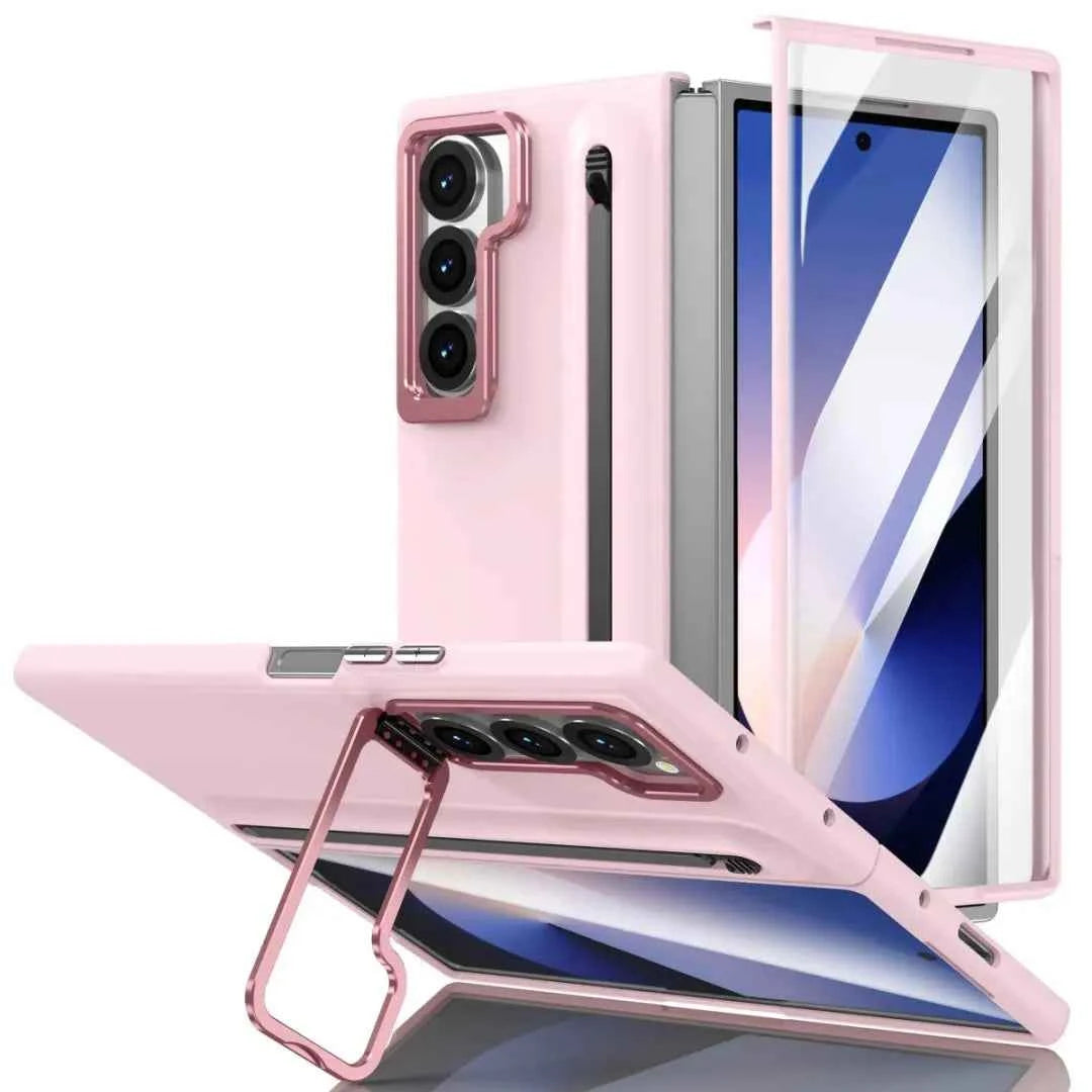 Phone case with S Pen for Galaxy Fold6 Fold5 Built in Screen Protector Phone Cover with Foldable Kickstand Fold4 Fold3  Cover
