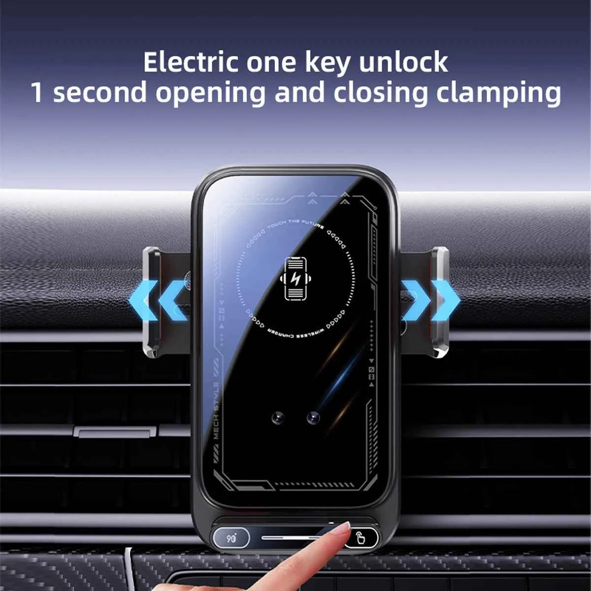 15W Wireless And Wired Car Charger Holder Qi Certified With Auto Sensing Release