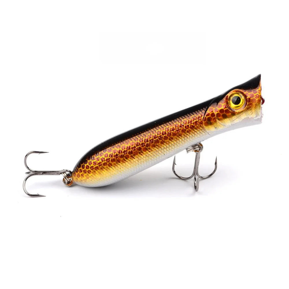 Popper Hard Bait Wobbler Lure 80mm 12g 6 Hook Floating Trailer Ocean Fishing