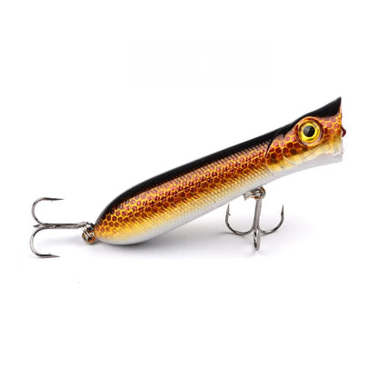 Popper Hard Bait Wobbler Lure 80mm 12g 6 Hook Floating Trailer Ocean Fishing