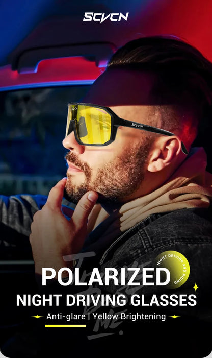 SCVCN Night Vision Glasses Hiking Eyewear Cycling Glasses Driving Eyewear Fashion Polarized Sunglasses Y2K UV400 Mtb Goggles Man