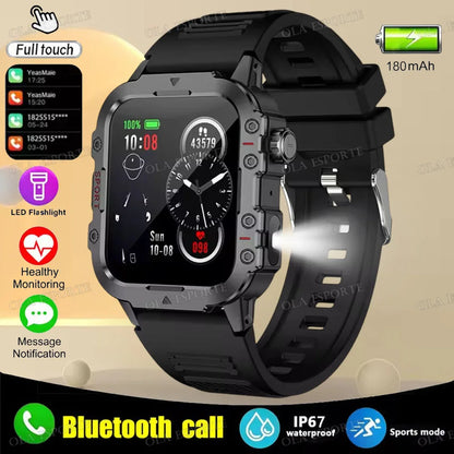 2025 New Military Smart Watch Men IP67 3ATM Outdoor Sports Fitness Tracker Health Monitoring 1.44 Inch Bluetooth Call Smartwatch