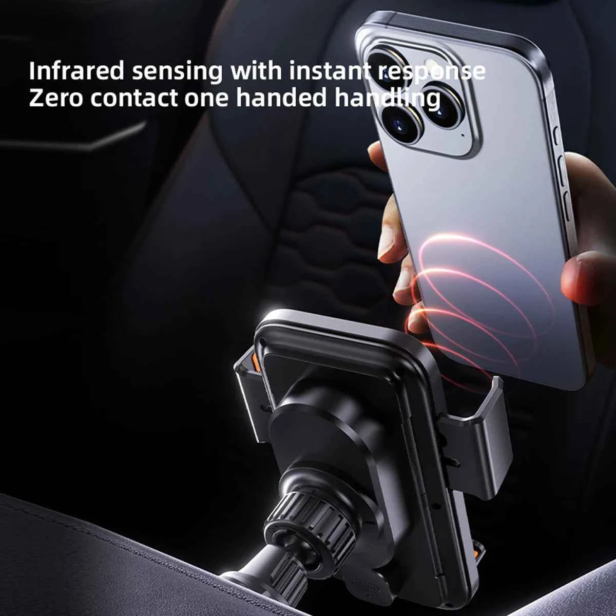 15W Wireless And Wired Car Charger Holder Qi Certified With Auto Sensing Release