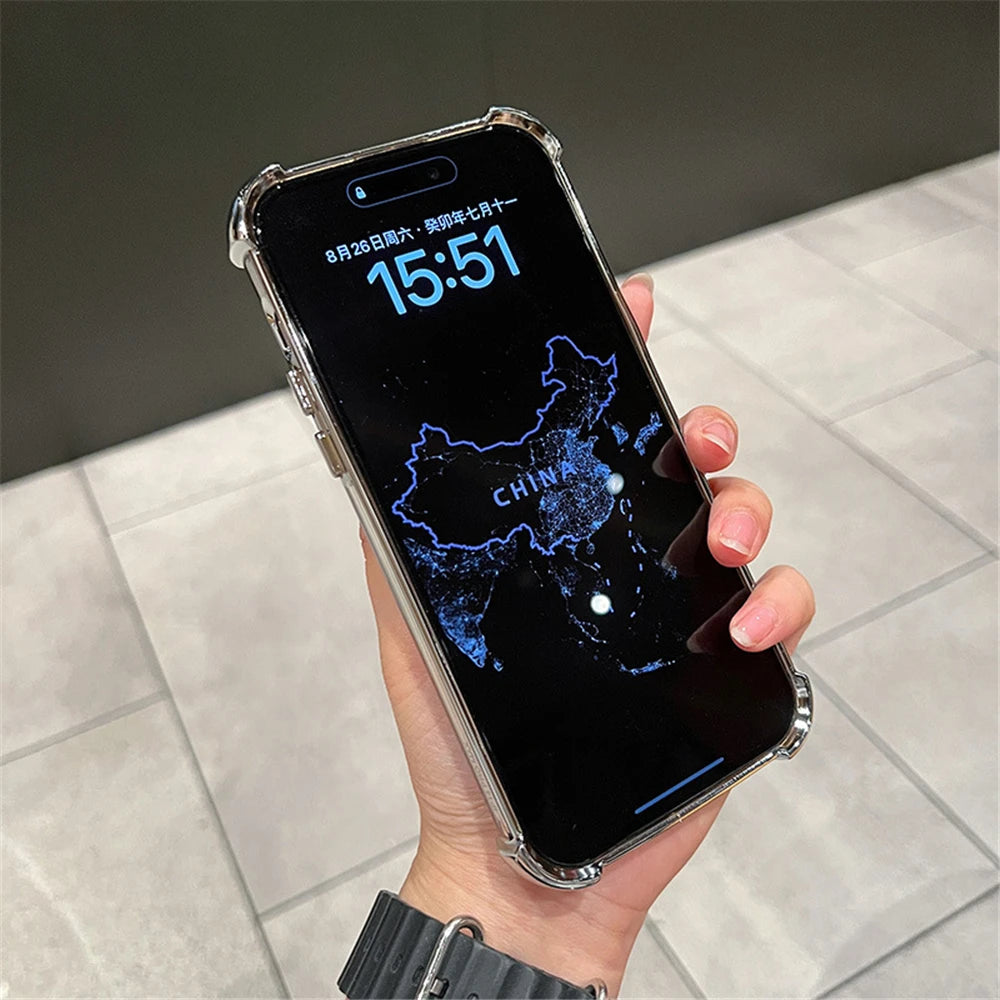 For iPhone 16 Pro Max Luxury Transparent Holder Stand Plating Frame Phone Case For iPhone 13 14 15 Plus 17 Air Protective Cover
