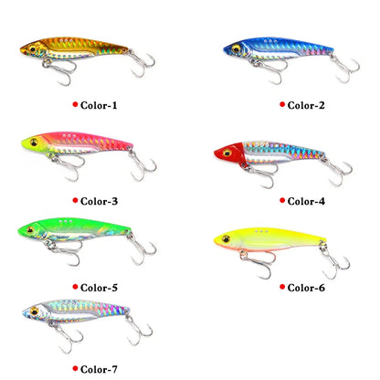7Pcs 8G 5Cm VIB Metal Fishing Lure Colorful Printing Sinking Minnow