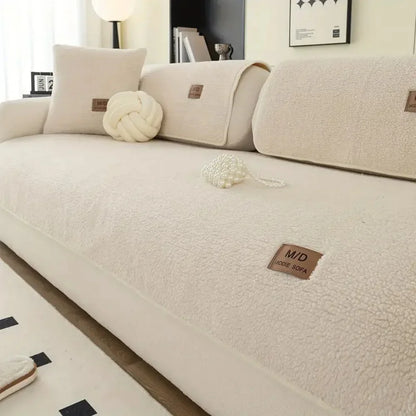 Lamb Plush Sofa Cushion in Autumn and Winter Thickened Warm Seat Cushion with High-end Sense and Anti-slip