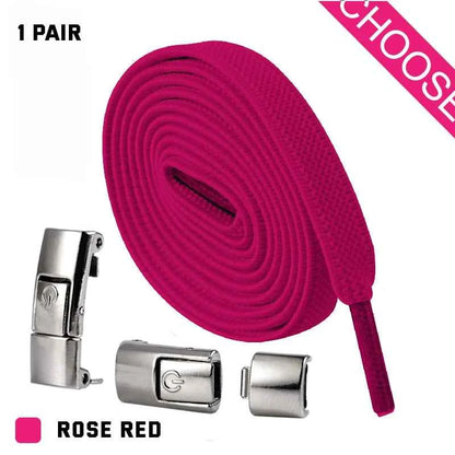 Press Lock Elastic Shoelaces 8mm Flat No Tie For Shoes Kids Adults