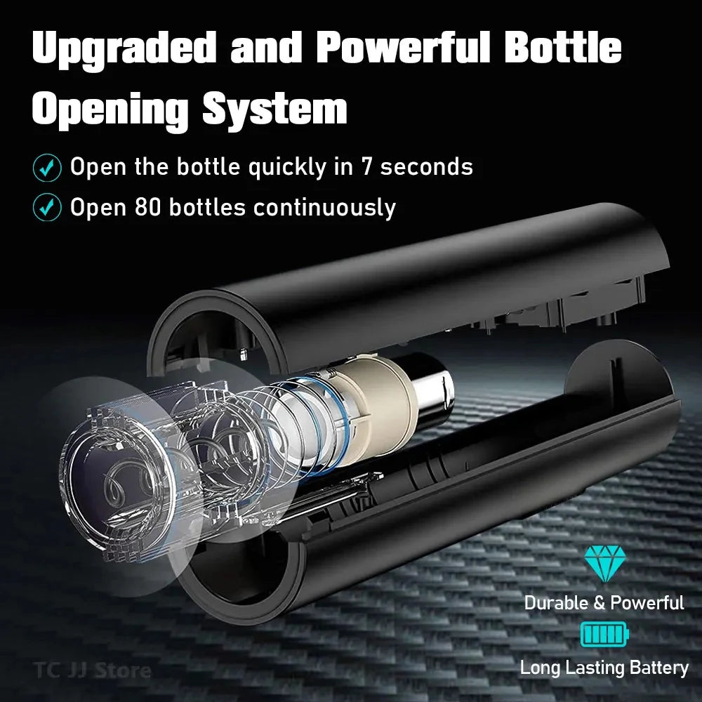 Electric Wine Bottle Opener Gifts Set Rechargeable Black Automatic Wine Opener with Led Light USB Charging Wine Corkscrew Kit