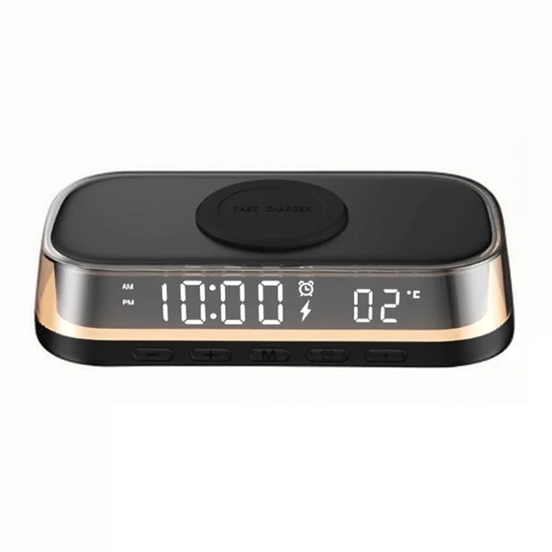 15W Wireless Charger Desktop Clock Alarm Thermometer Night Light AB01