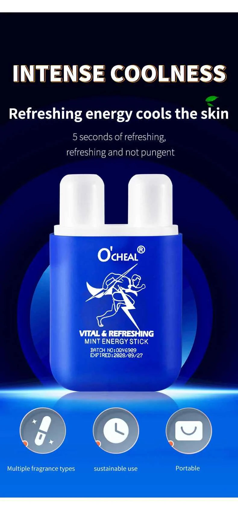 O'CHEAL Alcohol Free Energizing Aromatherapy Inhaler Bar Vapors Stick